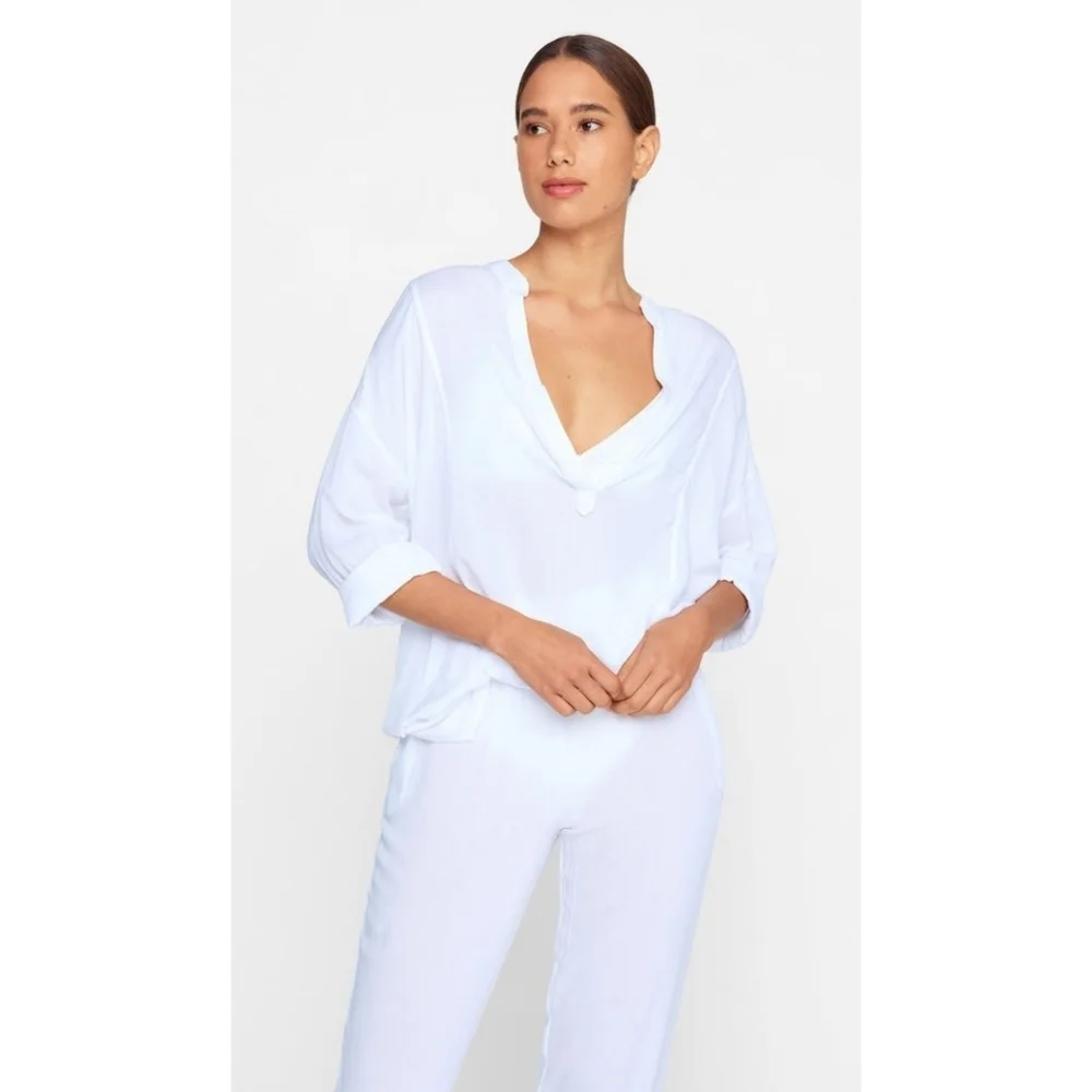 MIKOH // white low plunge relaxed fit resort style top - Picture 11 of 14